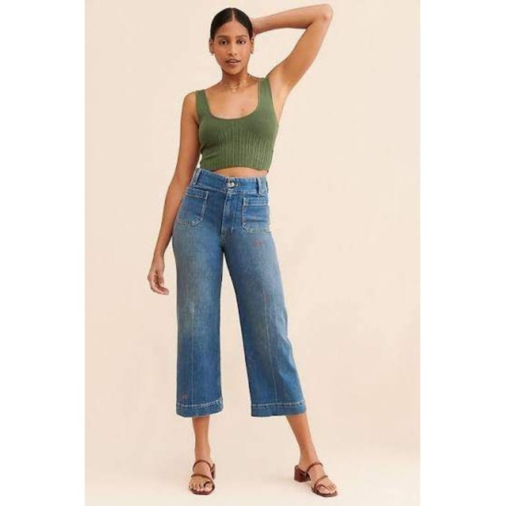 Anthropologie Pilcro The Skipper Wide Leg Jeans Medium Wash High Rise Size 27